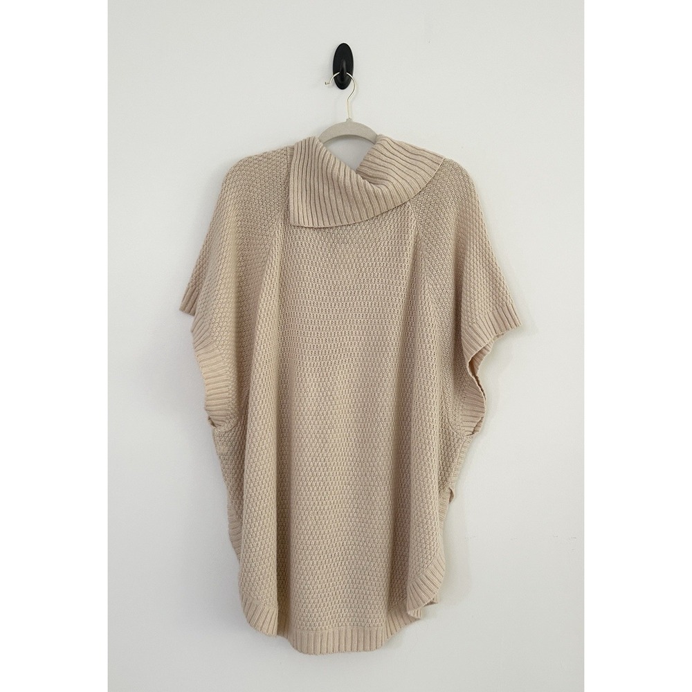 Lane Bryant Women's 14/20 Beige Wool Blend Split Neck Artsy Poncho Sweater NWT - Picture 5 of 16